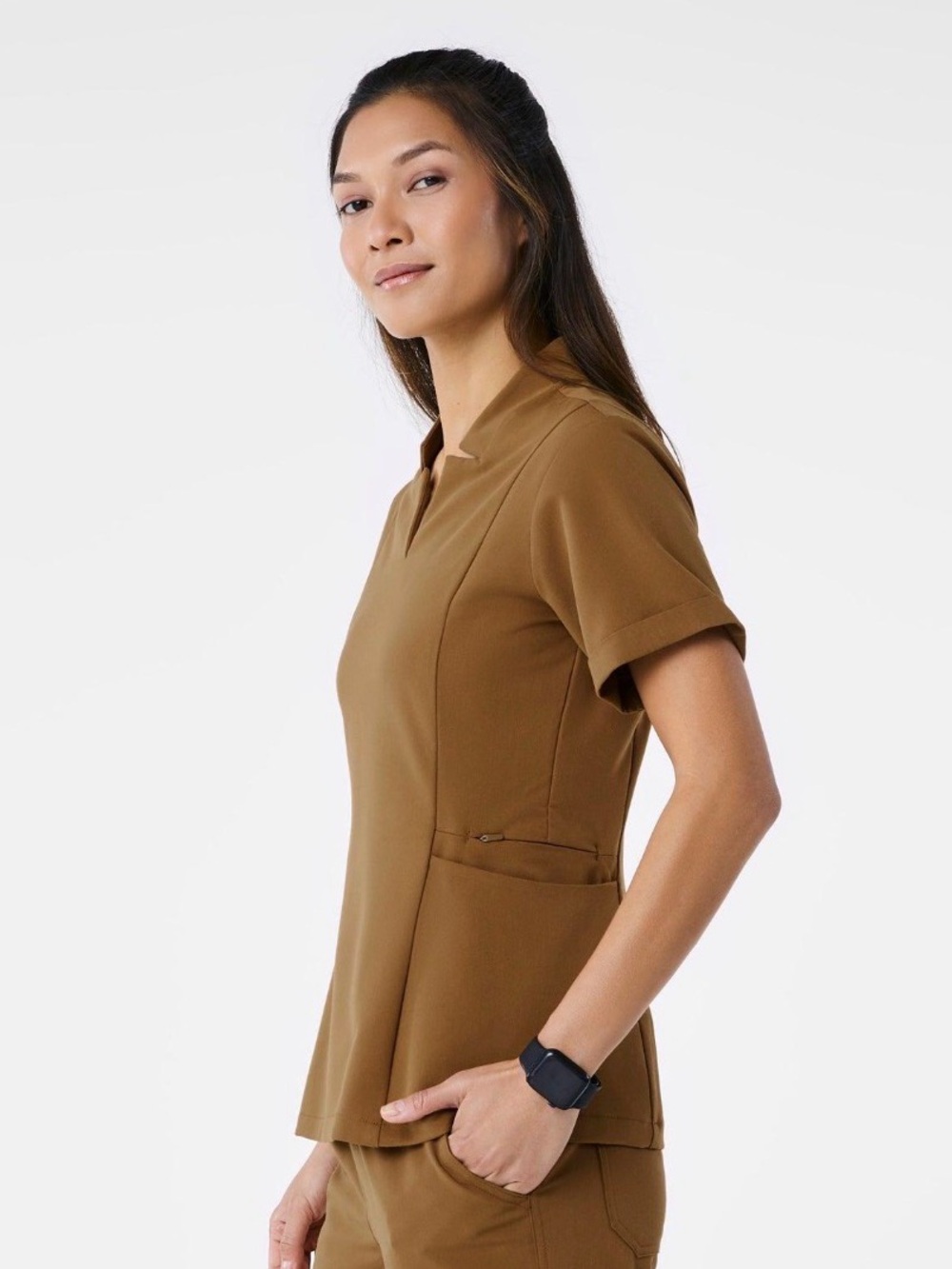 FIGS Women’s Inala Slim Fit Scrub Top Limited Edition Mocha ( Size S)